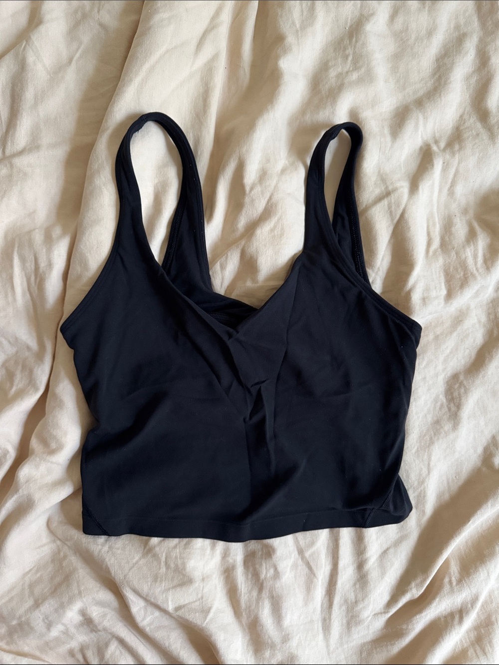 lululemon athletica Black V-Neck Strappy Crop Top